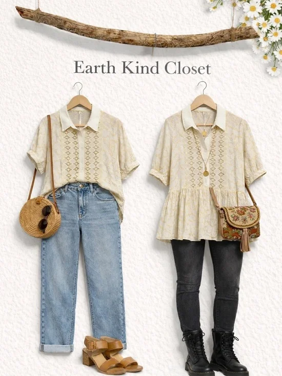 Anthropologie Cream Embroidered Peplum Blouse - Boho Prairie Top - Picture 2 of 7